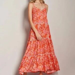 Vibrant Floral Maxi Dress with Spaghetti Straps